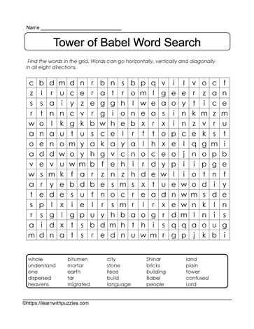 Tower of Babel WordSearch